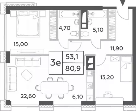 3-к кв. Москва просп. Генерала Дорохова, 49 (80.9 м)