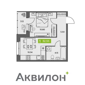 1-к кв. Архангельская область, Северодвинск Аквилон Север жилой ...