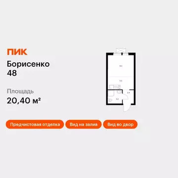 Студия Приморский край, Владивосток ул. Борисенко, 48к2 (20.4 м)