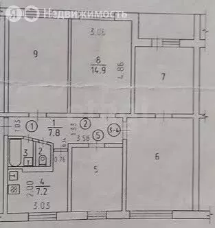 1к в -комнатной квартире (14.9 м)