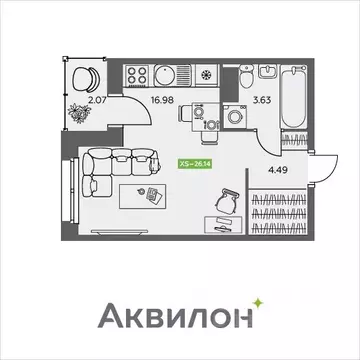 Студия Архангельская область, Северодвинск ул. Тургенева, 11 (26.14 м)