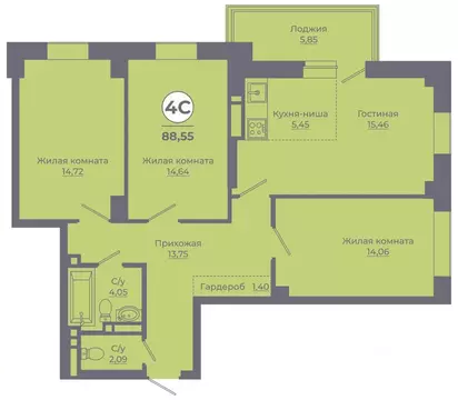 4-к кв. Ростовская область, Ростов-на-Дону Левенцовский мкр, ...