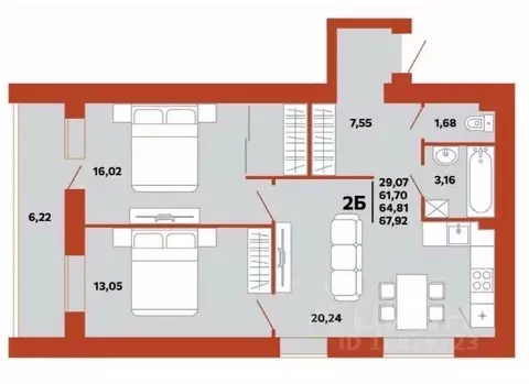 2-к кв. Пензенская область, Пенза ул. Герцена, 28 (64.81 м)