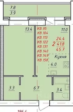 2-к кв. Алтайский край, Новоалтайск Индустриальная ул., 18А (45.7 м)