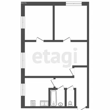 3-комнатная квартира: Тюмень, Харьковская улица, 71 (47 м)