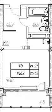 1-к кв. Приморский край, Владивосток ул. Нейбута, 135блок-ск4 (26.52 ...