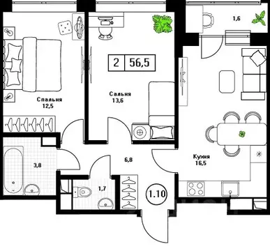 2-к кв. Московская область, Пушкино Пушкино Град жилой комплекс, к2 ...