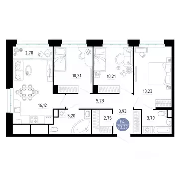 3-к кв. Рязанская область, Рязань ул. Ленинского Комсомола (73.37 м)