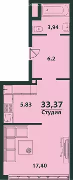 1-комнатная квартира: Ульяновск, улица Аблукова, 22 (33.37 м)