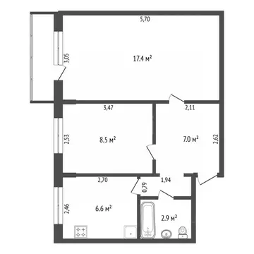 2-к кв. Амурская область, Благовещенск ул. Ленина, 207/3 (42.7 м)