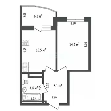 1-к кв. Тюменская область, Тюмень ул. Линейная, 23 (40.3 м)