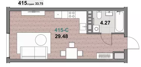 1-к кв. Калининградская область, Зеленоградск ул. Гагарина (33.75 м)