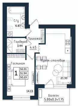 1-к кв. Калининградская область, Янтарный пгт Янтарные Сезоны жилой ...