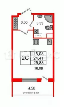 Квартира-студия: Санкт-Петербург, 1-й Предпортовый проезд, 1 (24.41 м)