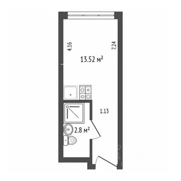 Студия Санкт-Петербург ул. Салова, 61 (16.6 м)