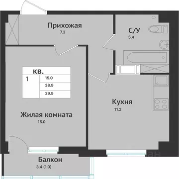 1-к кв. Ленинградская область, Всеволожск ул. Севастопольская, 2к2 ...
