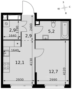 1-к кв. Москва Сидней Сити жилой комплекс, к6/3 (35.8 м)