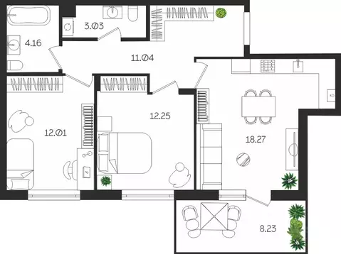 2-к кв. Тульская область, Тула ул. Богородицкая, 8В (63.22 м)