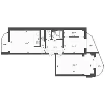 2-комнатная квартира: Тюмень, улица 50 лет ВЛКСМ, 13к1 (120 м)