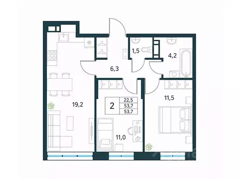 2-к кв. Забайкальский край, Чита Хороший мкр,  (53.7 м)