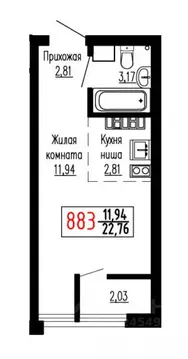 Студия Свердловская область, Екатеринбург ул. Лыжников, 3 (22.6 м)