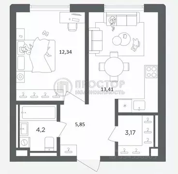 1-к кв. Москва Ультима Сити жилой комплекс (38.99 м)