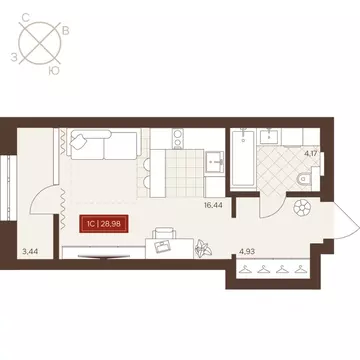 1-к кв. Новосибирская область, Новосибирск Невский жилой комплекс ...