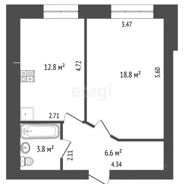 1-к кв. Калужская область, Калуга Московская ул., 339 (42.0 м)