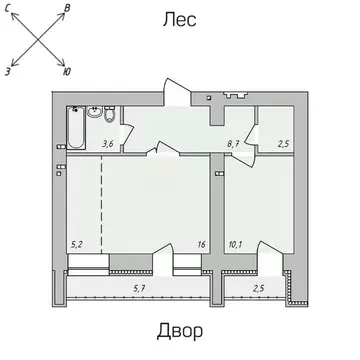 1-к кв. Томская область, Томск Нижний пер., 51 (50.18 м)