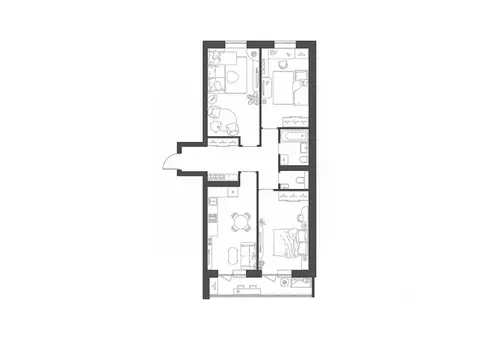 3-к кв. Волгоградская область, Волгоград Квартал жилой комплекс (83.38 ...