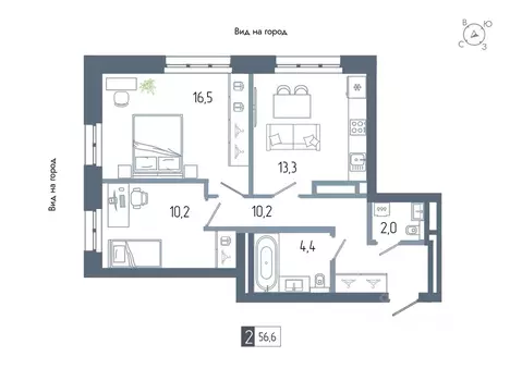 2-к кв. Башкортостан, Уфа Глумилино жилрайон, Аурум жилой комплекс ...