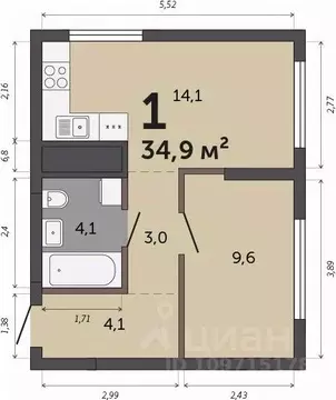 1-к кв. Свердловская область, Екатеринбург Втузгородок жилрайон, ...