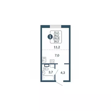 1-к кв. Кировская область, Киров Скандинавия жилой комплекс (26.2 м)