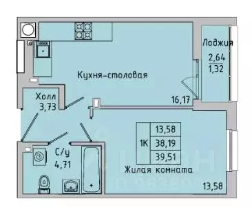 1-к кв. Ростовская область, Батайск ул. Ушинского, 27Ак2 (39.51 м)