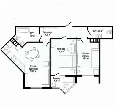 2-комнатная квартира: Краснодар, микрорайон 2-я Площадка, улица ...
