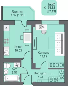 1-к кв. Ханты-Мансийский АО, Сургутский район, Белый Яр пгт, пос. ...