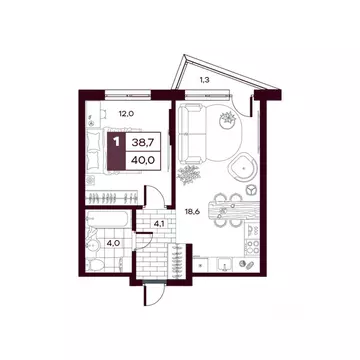 1-к кв. Тюменская область, Тюменский муниципальный округ, д. Дударева ...