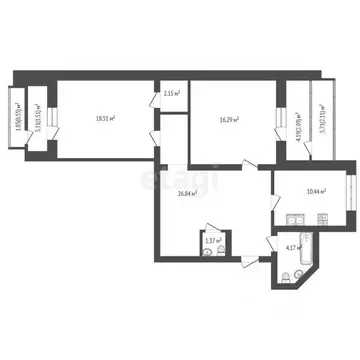 2-к кв. Тюменская область, Тюмень ул. Прокопия Артамонова, 9 (86.0 м)