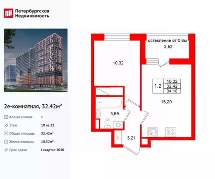 1-к кв. Ленинградская область, Всеволожский район, Свердловское ...