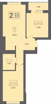 2-к кв. Калининградская область, Пионерский ул. Гептнера, 13 (56.94 м)