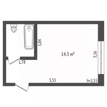 Студия Кемеровская область, Юрга ул. Никитина, 28 (17.9 м)