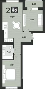 2-к кв. Калининградская область, Калининград ул. Героя России ...