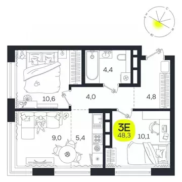 3-к кв. Свердловская область, Екатеринбург Южная Ботаника жилрайон, ...