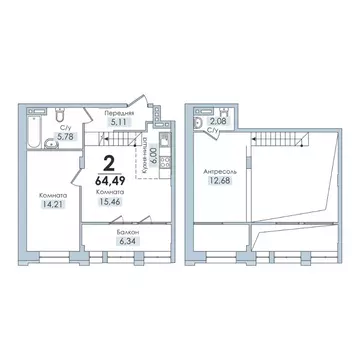 2-к кв. Челябинская область, Челябинск Артиллерийская ул., 93 (64.49 ...