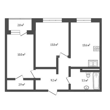 2-комнатная квартира: Тюмень, Дамбовская улица, 25к1 (55.2 м)