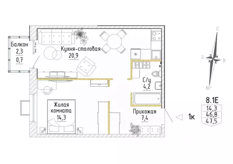 1-к кв. Свердловская область, Екатеринбург Уралмаш жилрайон, Зеленая ...