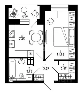 1-к кв. Липецкая область, Липецк ул. Е.И. Замятина, 1 (36.4 м)