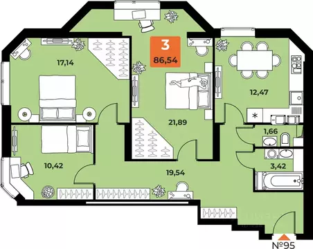 3-к кв. Самарская область, Самара просп. Карла Маркса, 231Б (84.7 м)