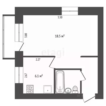 1-к кв. Омская область, Омск ул. Красина, 1 (30.7 м)