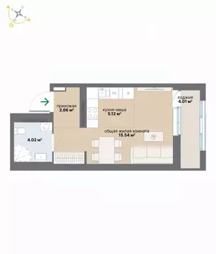 Студия Свердловская область, Екатеринбург Эльмаш жилрайон,  (31.35 м)